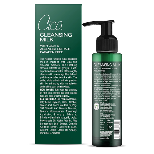Nandini Organic Cica Cleansing Milk - With Cica & Aloe Vera Extract - 200ml