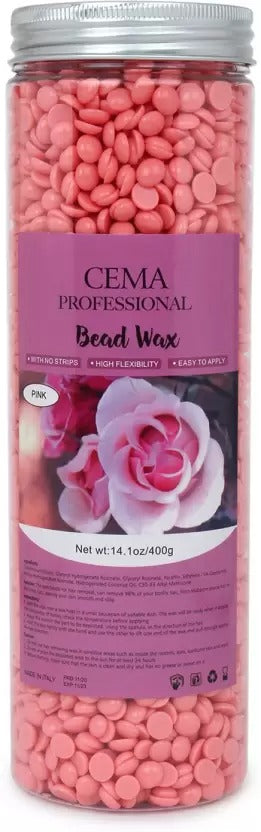 CEMA Beans Depilatory Strip less Used For Upper Lips Arms Legs Full Body, Pink Wax  (400 g) - 1