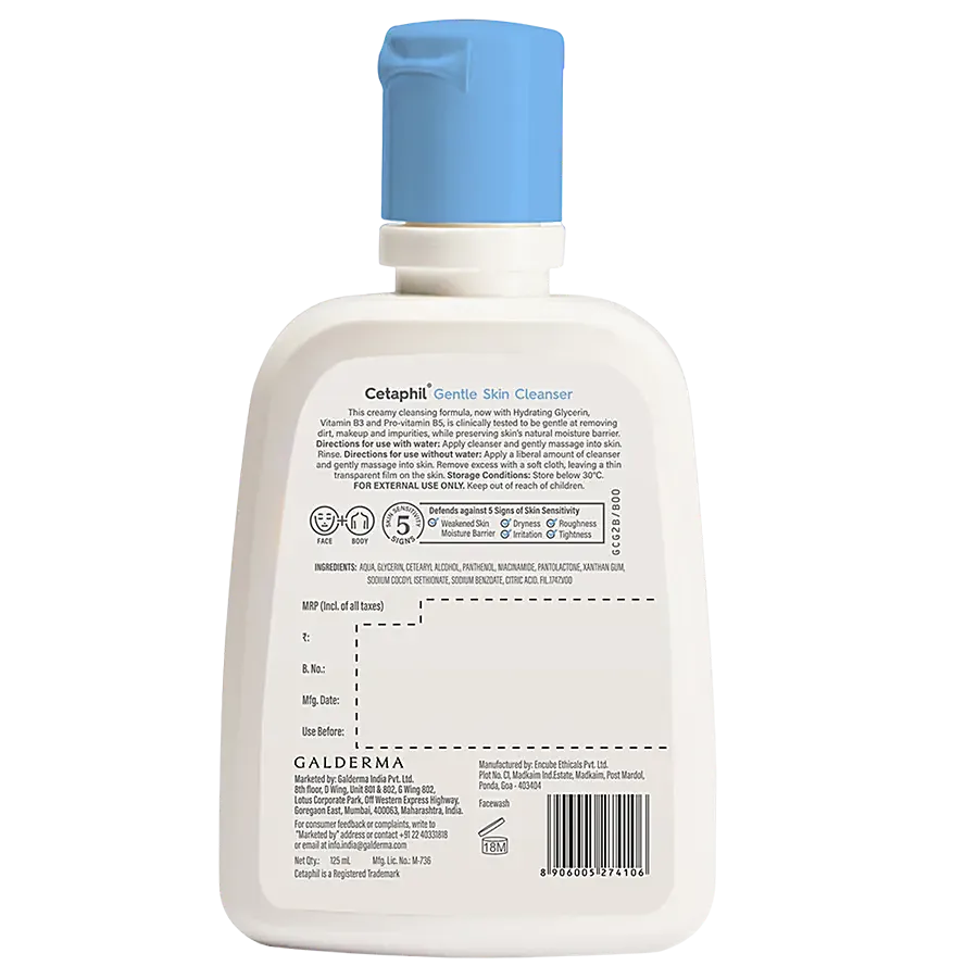 Cetaphil Gentle Skin Cleanser - For Face & Body, Dry & Sensitive Skin, 125 ml - 2