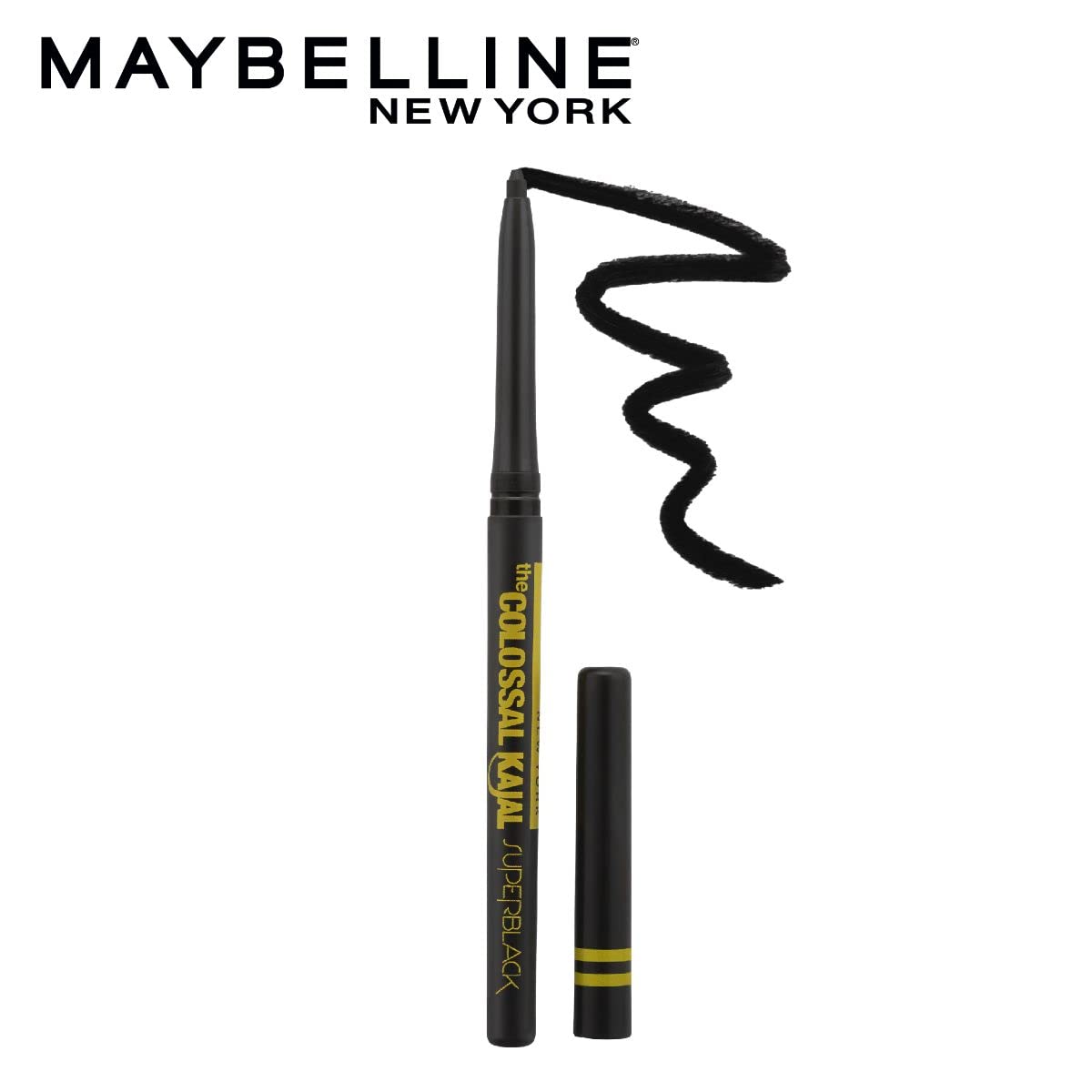 Maybelline New York Kajal Pencil, Super Black, Intense Colour, Sharp Definition, Long-Lasting, Colossal Kajal, 0.35G, Matte Finish - 2