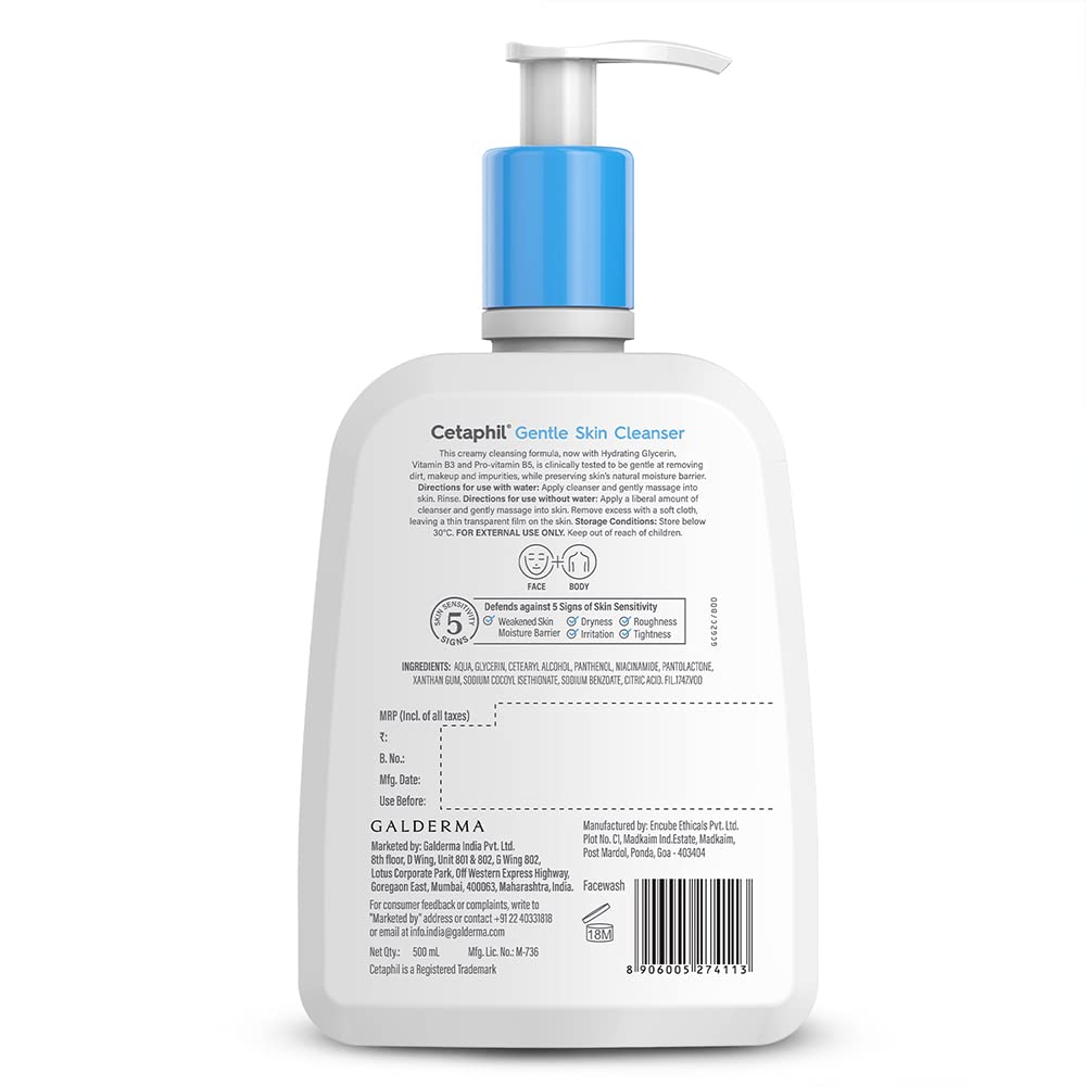 Cetaphil Gentle Skin Cleanser For Dry, Normal Sensitive Skin, (500ml), Dermatologist Recommended, Paraben, Sulphate Free - 2