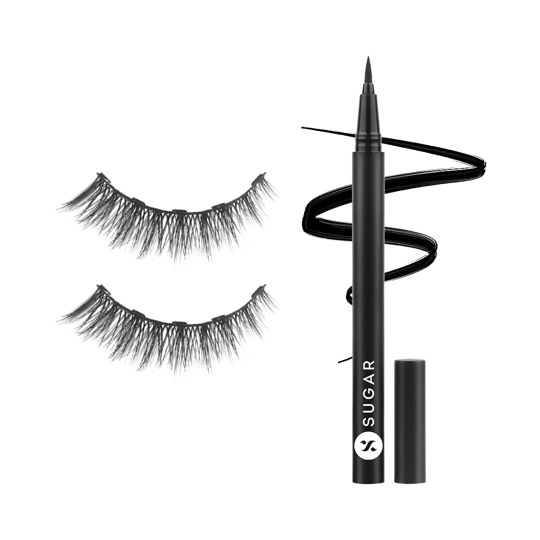 SUGAR Cosmetics Maximeyes Drama Magnetic Eyelashes & Eyeliner Powder - 01 Genuine - 1