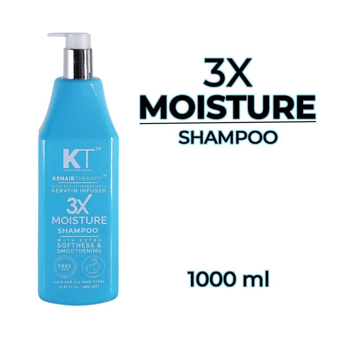 KT Professional 3x Shampoo (For 3 Times Moisture on Dry Hair) 1000 ML - 1