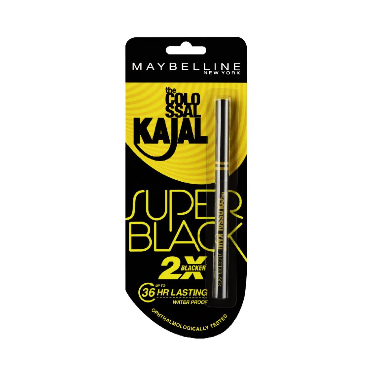 Maybelline New York Kajal Pencil, Super Black, Intense Colour, Sharp Definition, Long-Lasting, Colossal Kajal, 0.35G, Matte Finish - 1