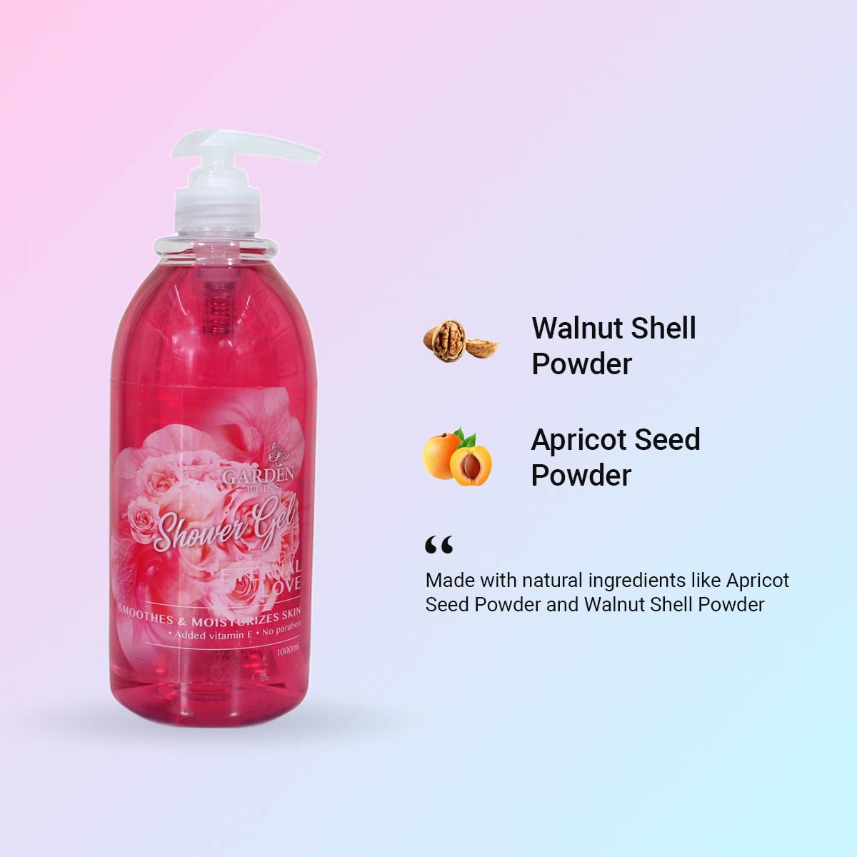 Garden Bliss Eternal Love Shower Gel - Moisturizing Body Wash with Vitamin E (1000 ml) - 2
