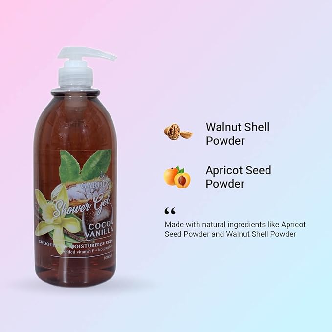 Garden Bliss Cocoa Vanilla Shower Gel - Moisturizing Body Wash with Vitamin E (1000 ml) - 2