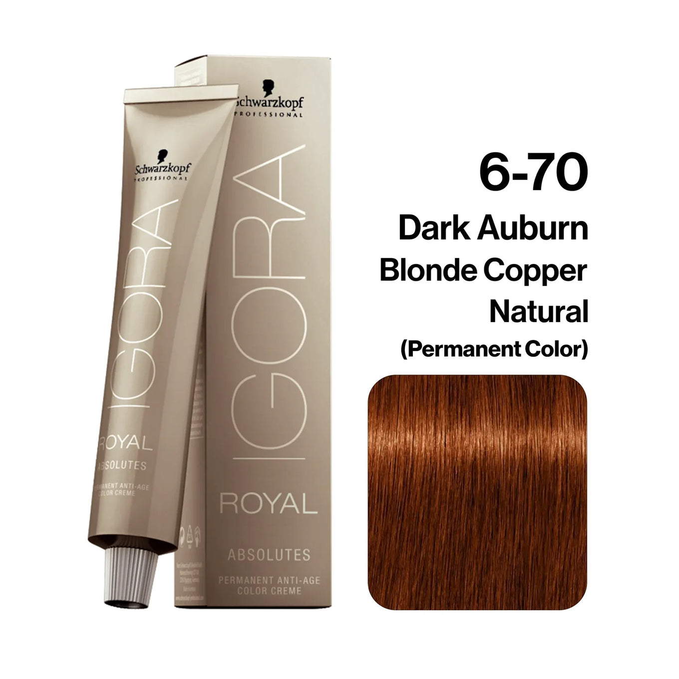 Schwarzkopf Igora Royal Absolutes Hair Color, 6-70 Dark Auburn Blonde Copper Natural 60ml