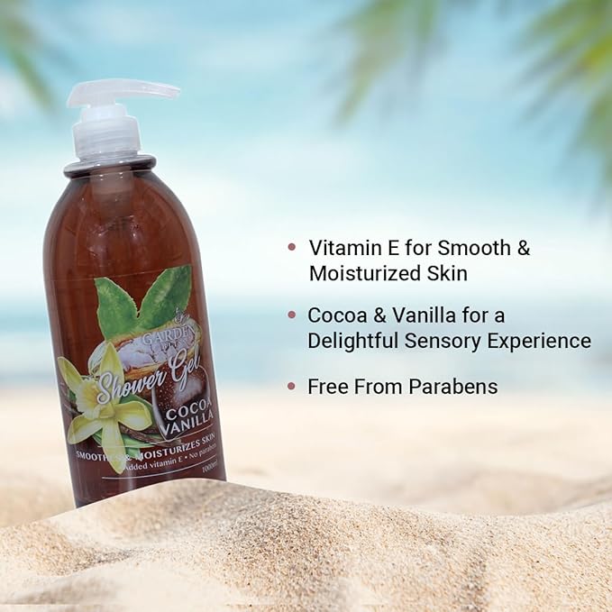 Garden Bliss Cocoa Vanilla Shower Gel - Moisturizing Body Wash with Vitamin E (1000 ml) - 3