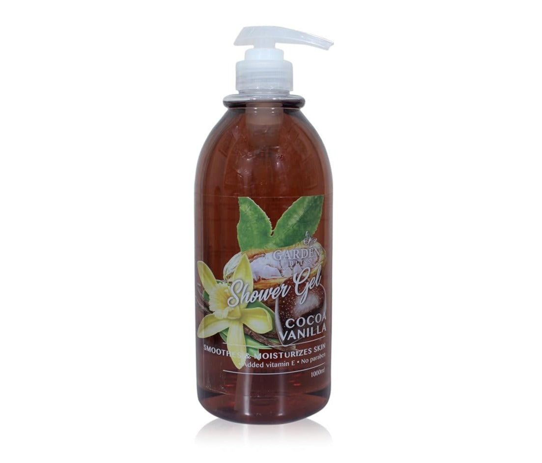 Garden Bliss Cocoa Vanilla Shower Gel - Moisturizing Body Wash with Vitamin E (1000 ml) - 1