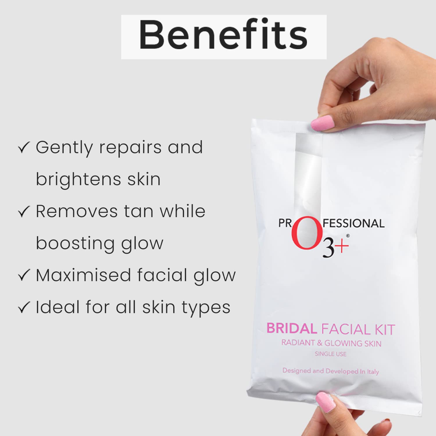 O3+ Bridal Facial Kit for Radiant & Glowing Skin - Suitable for All Skin Types (60g+69ml, Single Use) - 2