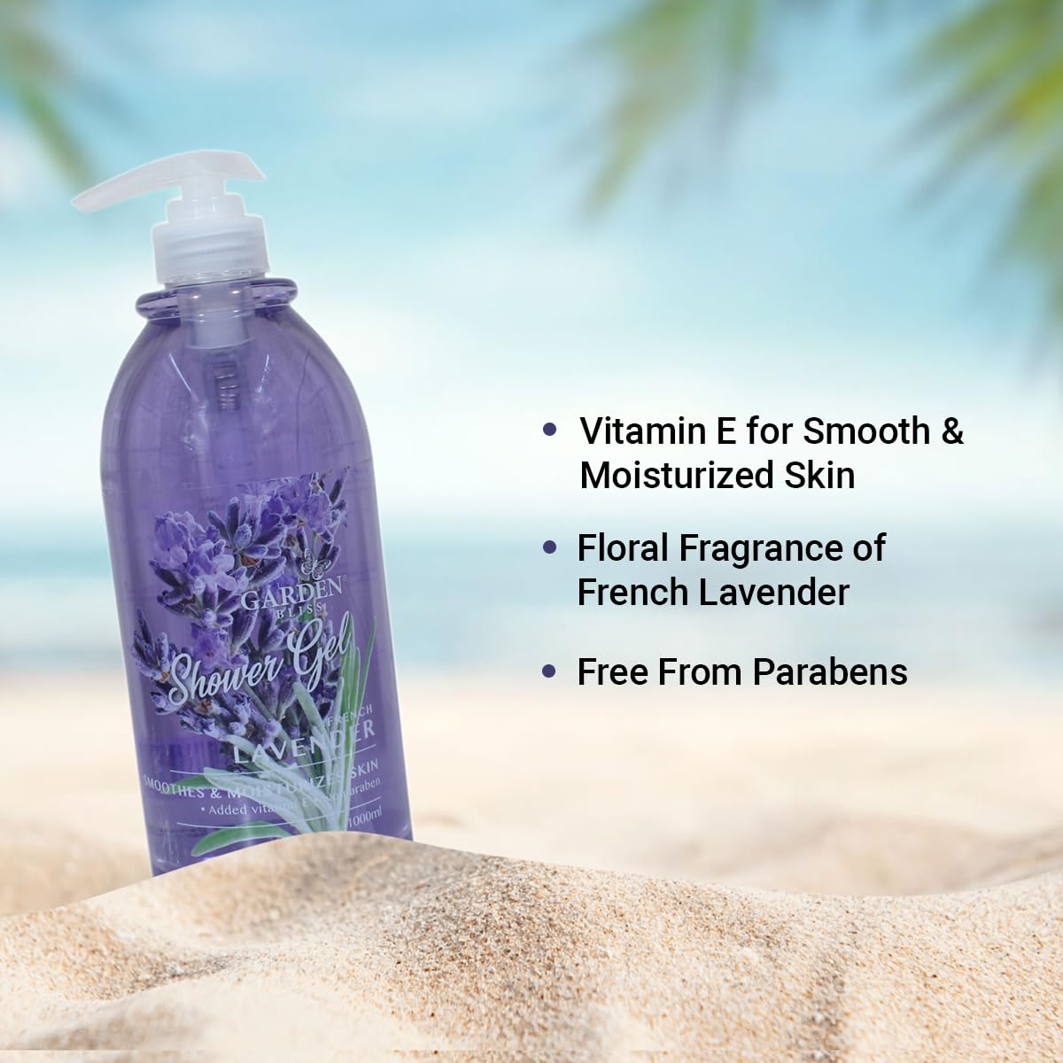 Garden Bliss French Lavender Shower Gel - Moisturizing Body Wash with Vitamin E (1000 ml) - 2