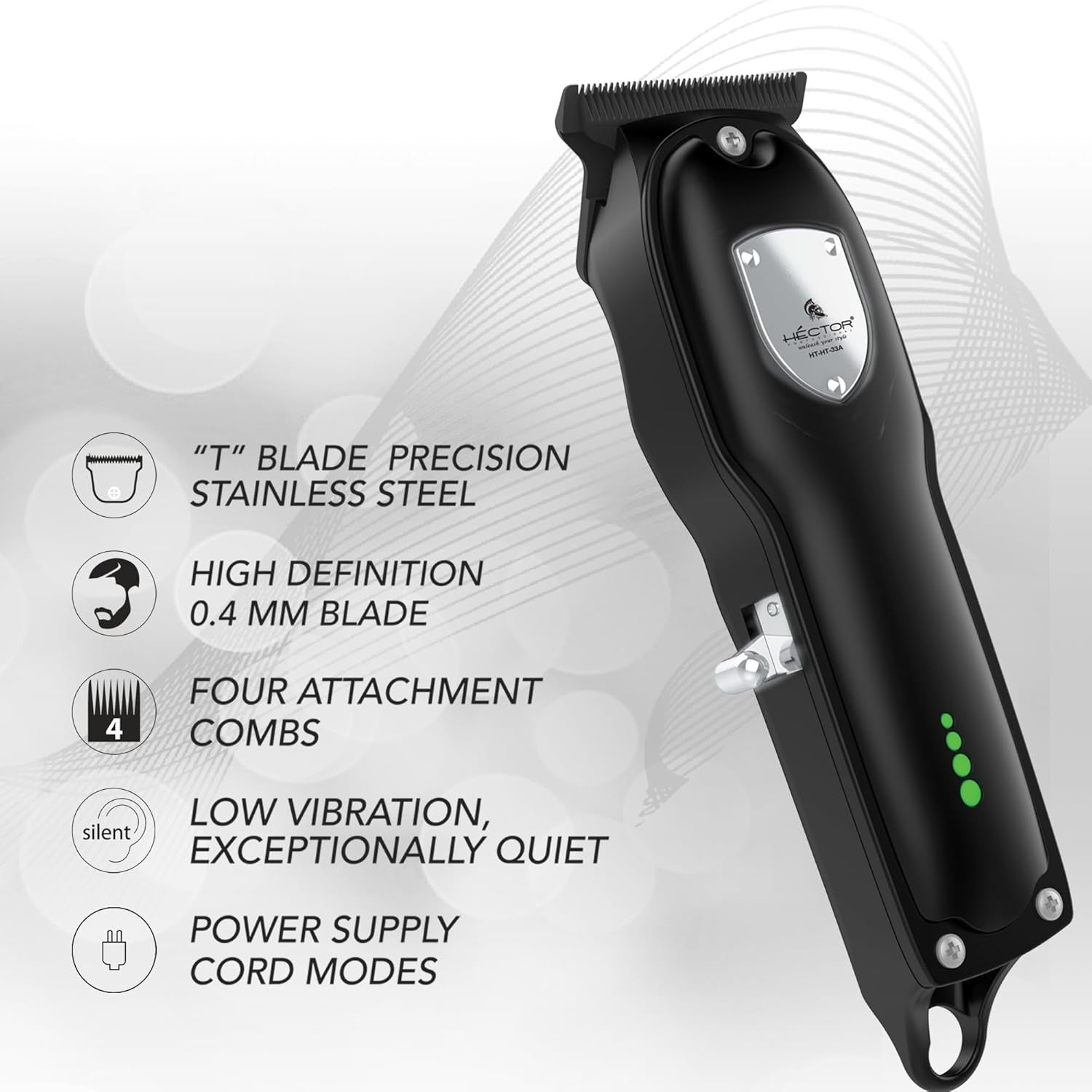 Hector Z Revolution Professional Hair Trimmer | ZERO CUT Technology | T-Blade for 0.4mm Precision - 2