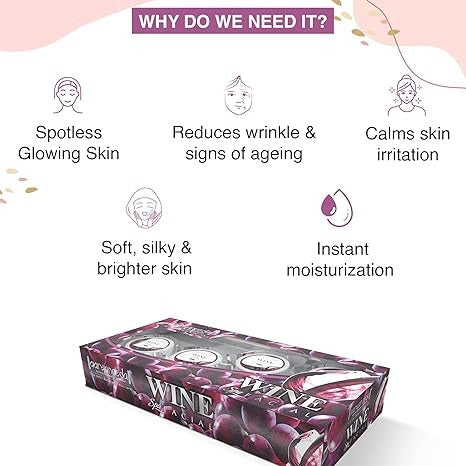 Aaryanveda Wine Facial Kit 5 Step for Glowing Skin 210g - 2