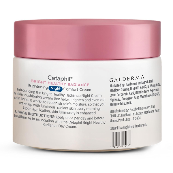 Cetaphil Brightening Night Comfort Cream - 50 G For Dark Spots, Uneven Skin Tone| Hyaluronic Acid & Niacinamide| Fragrance Free| Dermatologist Recommended - 2