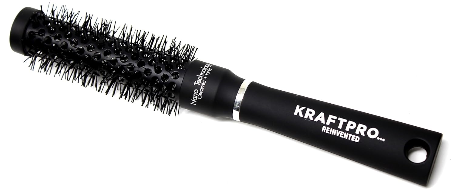 KRAFTPRO 25mm Ceramic & Ionic Tech & Anti-Static, Round Hair brush for Blow Drying, Curling, Straightening, Add Volume & Shine - Styling Tools - 1