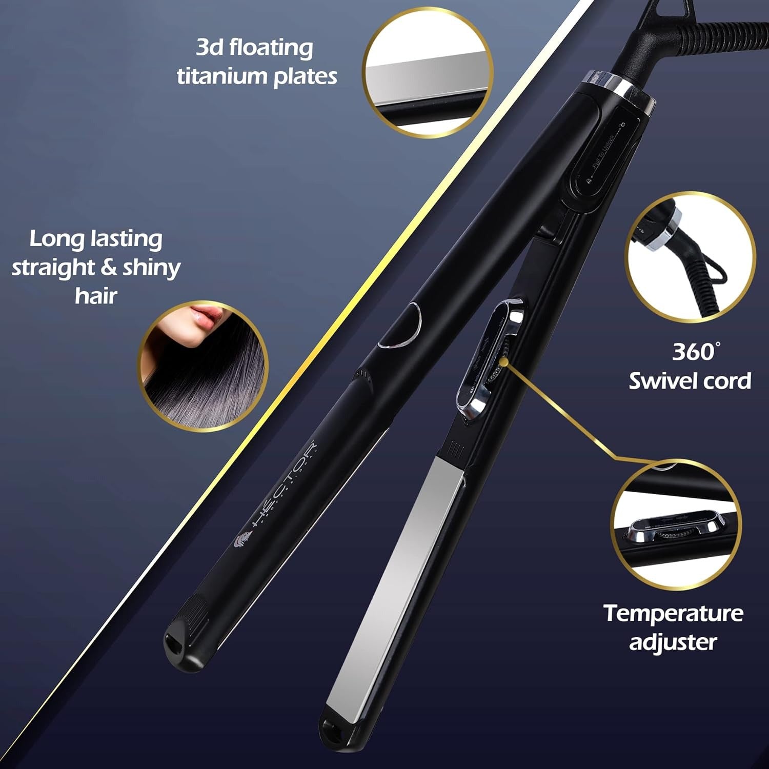 HECTOR Keratin Pro Shine HT-HSK-66A Hair Straightener, Black - 2