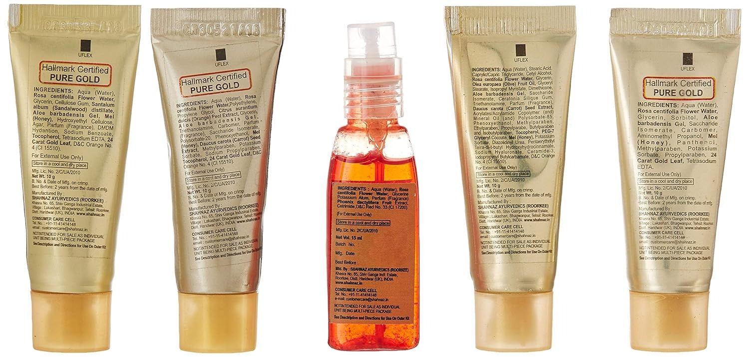 Shahnaz Husain Gold Facial Kit (Mini), 40g+15 ml, 5 Count (Pack of 1) - 2
