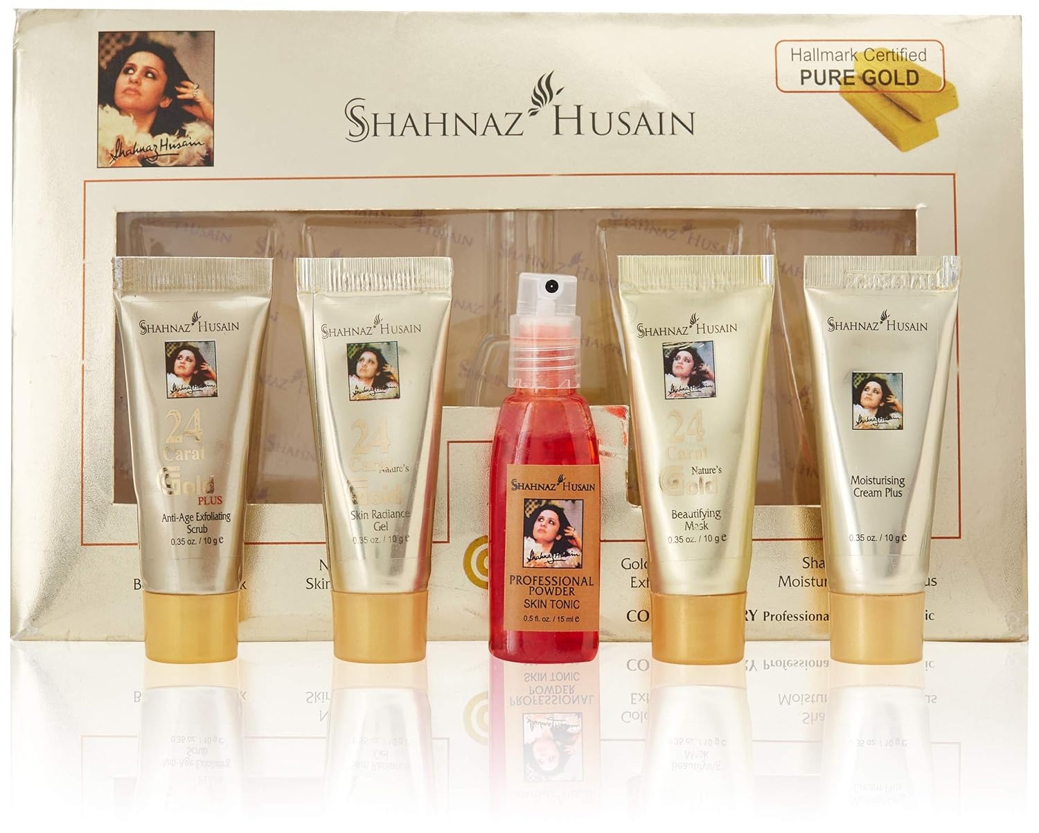 Shahnaz Husain Gold Facial Kit (Mini), 40g+15 ml, 5 Count (Pack of 1) - 1