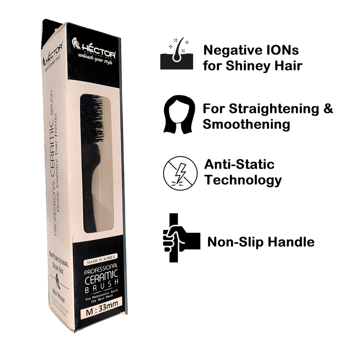 Hector Round Brush PRO M-33mm | Professional Hair Styling Brush for Volume & Curls - 2