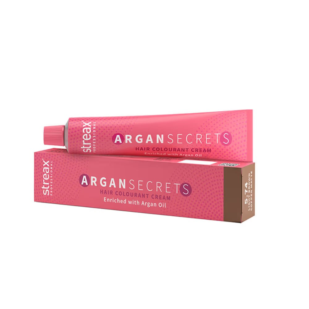 Streax Professional Argan Secrets Hair Colourant Cream - Light Brown Copper Matte 5.74 - 1