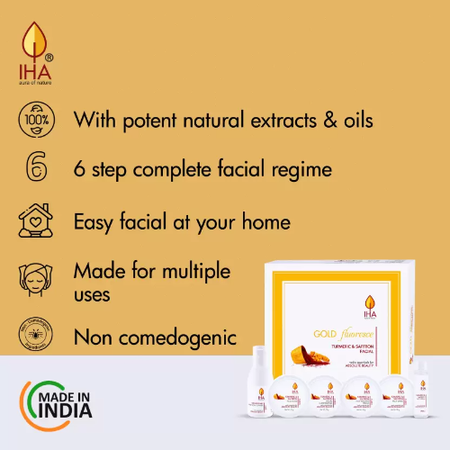 Iha Gold Fluoresce Turmeric & Saffron Mini Facial Kit 95g - 2