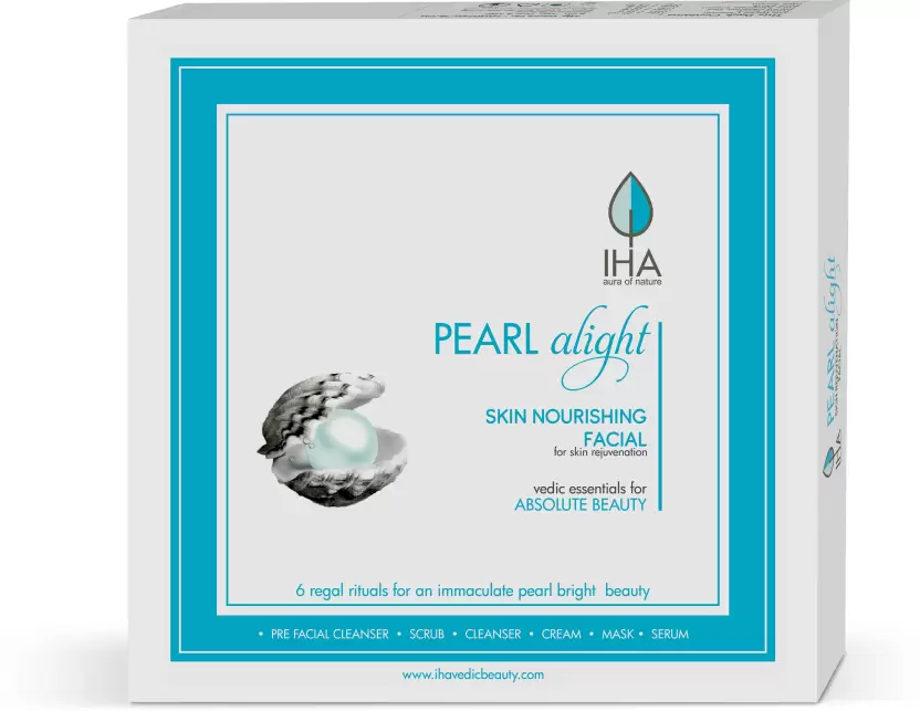 IHA Pearl Alight Skin Nourishing Facial Kit - Herbal Skin Lightening Mini Facial Kit for Radiant and Glowing Skin, Face Cleanup Kit for Normal to Dry Skin (Combo of 6) - 1