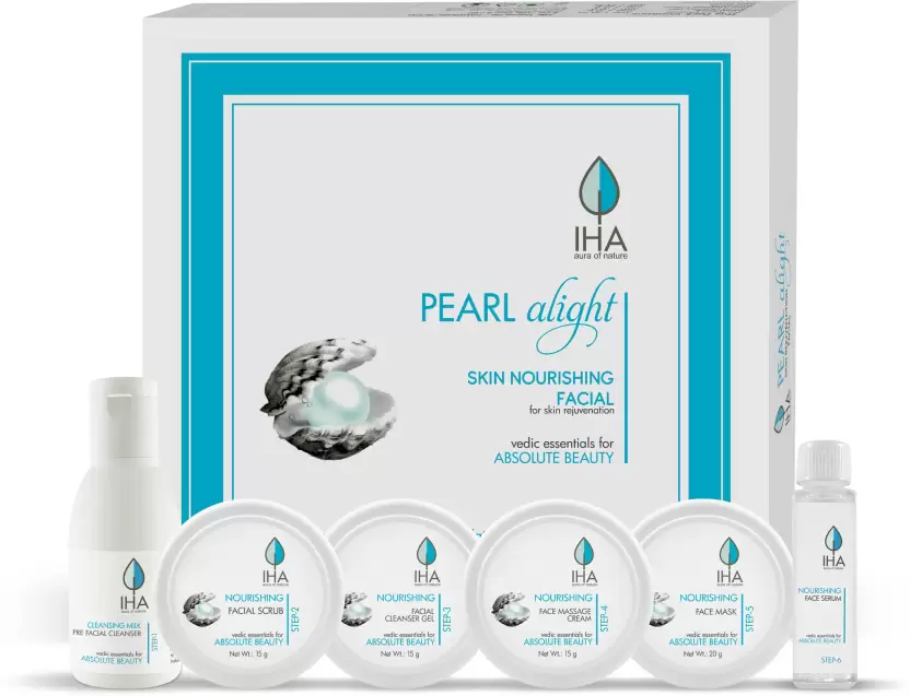IHA Pearl Alight Skin Nourishing Facial Kit - Herbal Skin Lightening Mini Facial Kit for Radiant and Glowing Skin, Face Cleanup Kit for Normal to Dry Skin (Combo of 6) - 2