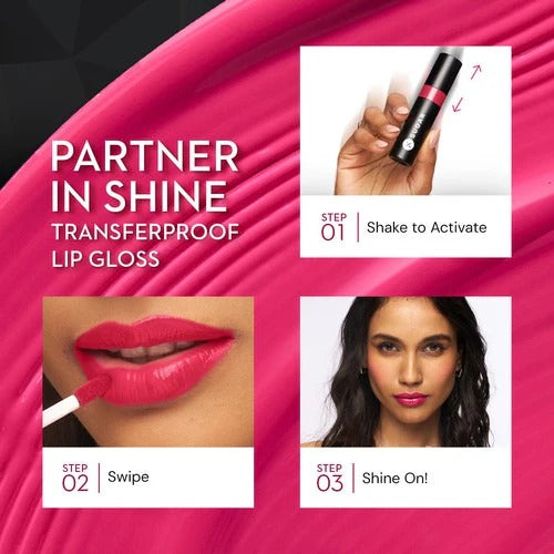 SUGAR Partner In Shine Transferproof Lip Gloss Combo Pack (Rouge Rueda, Strawberry Soju, Pink Pinot, Raspberry Rosé, Tangerine Tuscan)