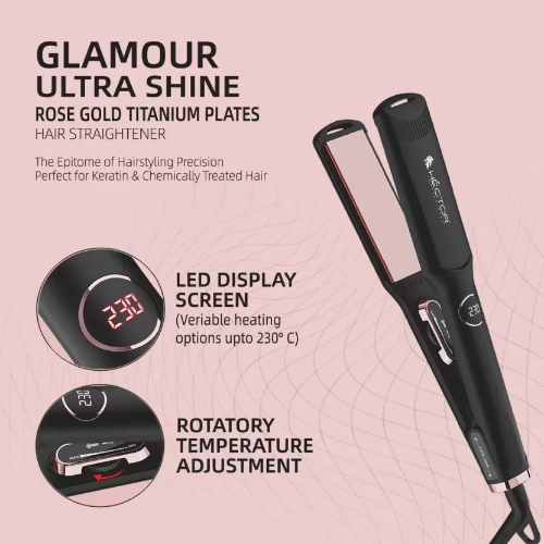 Hector Glamour Ultra Shine Titanium HT-HS 06 Hair Straightener  (Black, Rose Gold) - 2