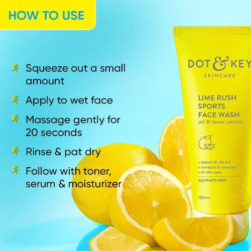 Dot & Key Lime Rush Sports Face Wash – Oil Control & Freshness