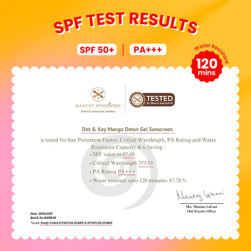 Dot & Key Mango + Detan Gel Sunscreen (Oil-Free) SPF 50+ PA+++