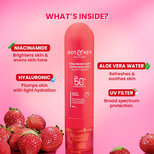 Dot & Key Strawberry Dew Sunscreen Face Mist SPF 50+ PA+++