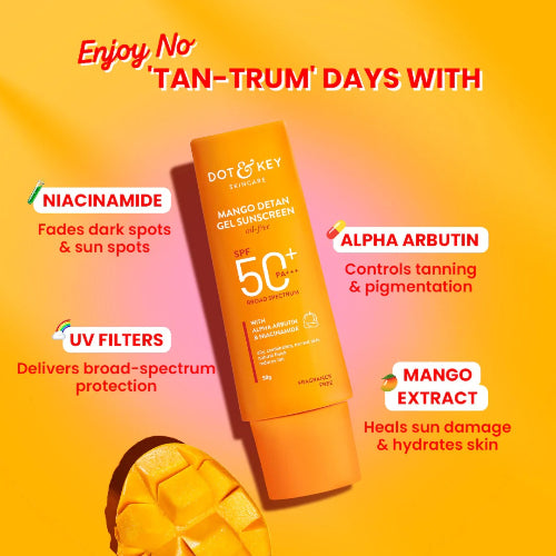 Dot & Key Mango + Detan Gel Sunscreen (Oil-Free) SPF 50+ PA+++