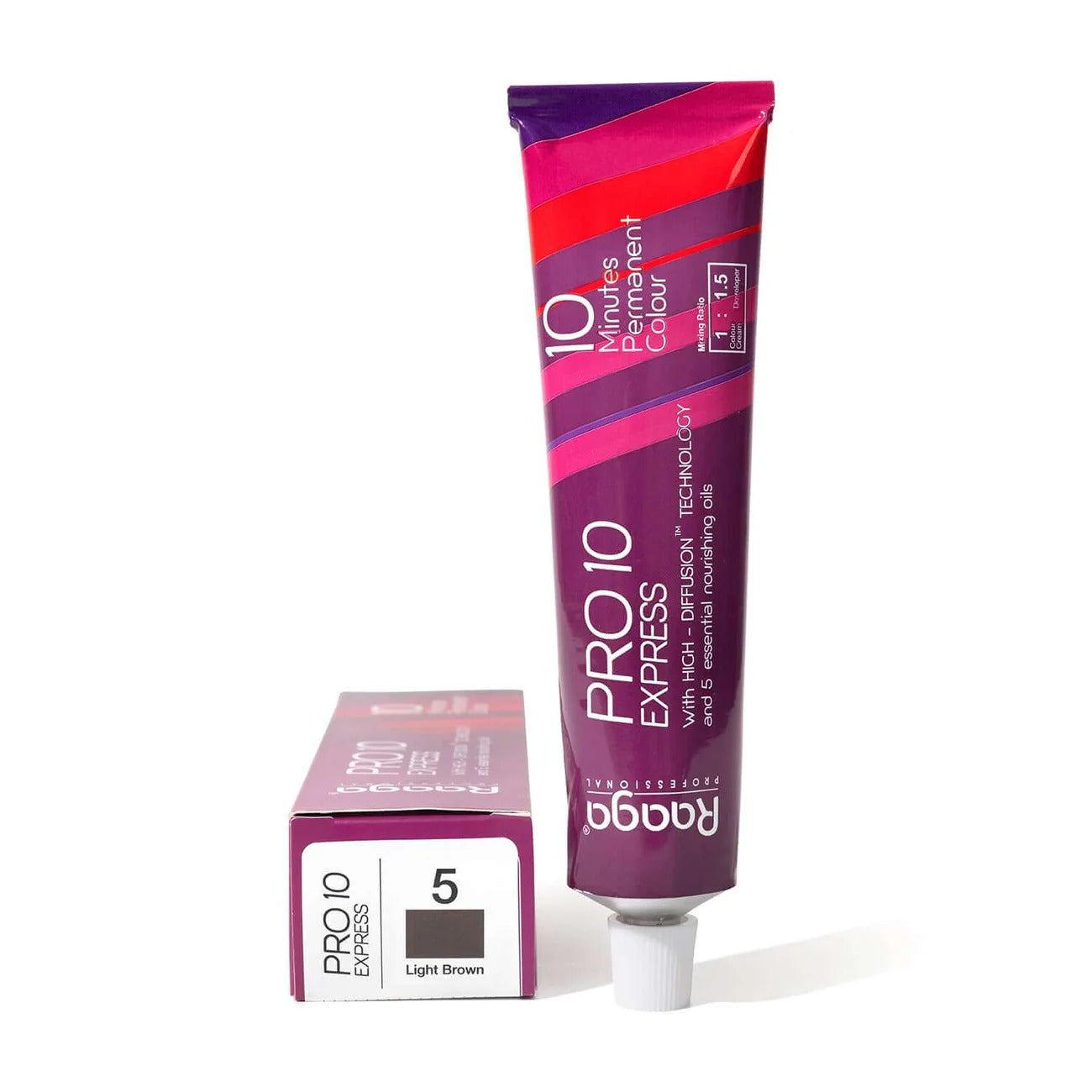 Raaga Professional Pro 10 Express Colour – Light Brown 5 | 10-Minute Permanent Hair Colour with High Diffusion Technology & 5 Essential Oils – 90 gm - 1