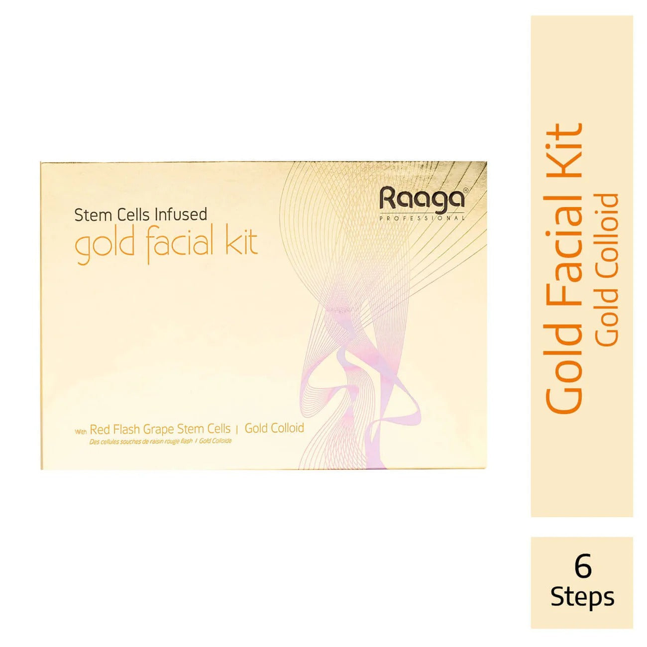Raaga Professional Stem Cells Infused Gold Facial Kit – 6 Step Advanced Brightening Facial with Colloidal Gold & Red Flash Grape Stem Cells | Reduces Pigmentation & Boosts Radiance – 61 gm - 2
