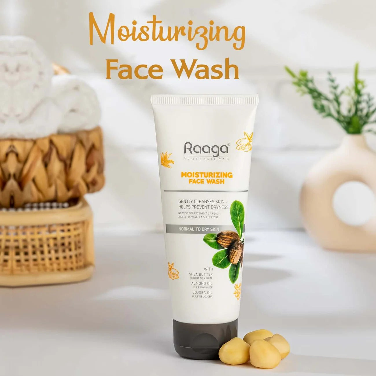 Raaga Professional Moisturizing Face Wash with Shea Butter, Almond Oil & Jojoba Oil – For Normal to Dry Skin | Gently Cleanses & Prevents Dryness – 80 ml - 1