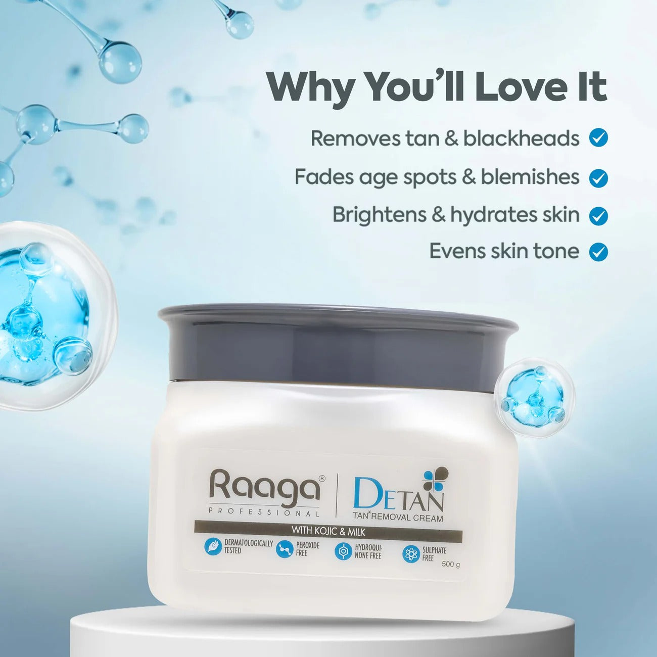 Raaga Professional De-Tan Pack | Tan Removal Cream with Kojic Acid & Milk (500gm) - 2