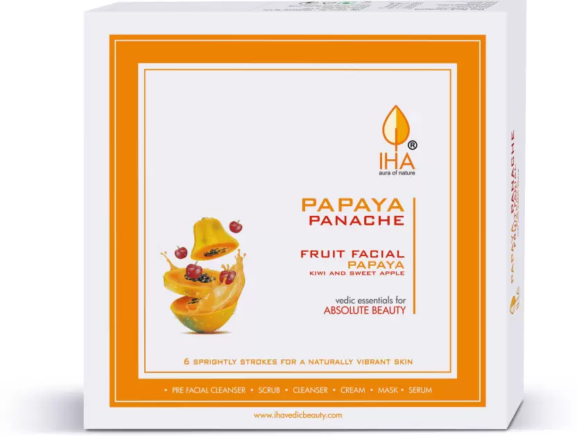 IHA Papaya Panache Mini Facial Kit - Herbal Fruit Facial Kit with Papaya, Kiwi and Sweet Apple 97.5 g - 1